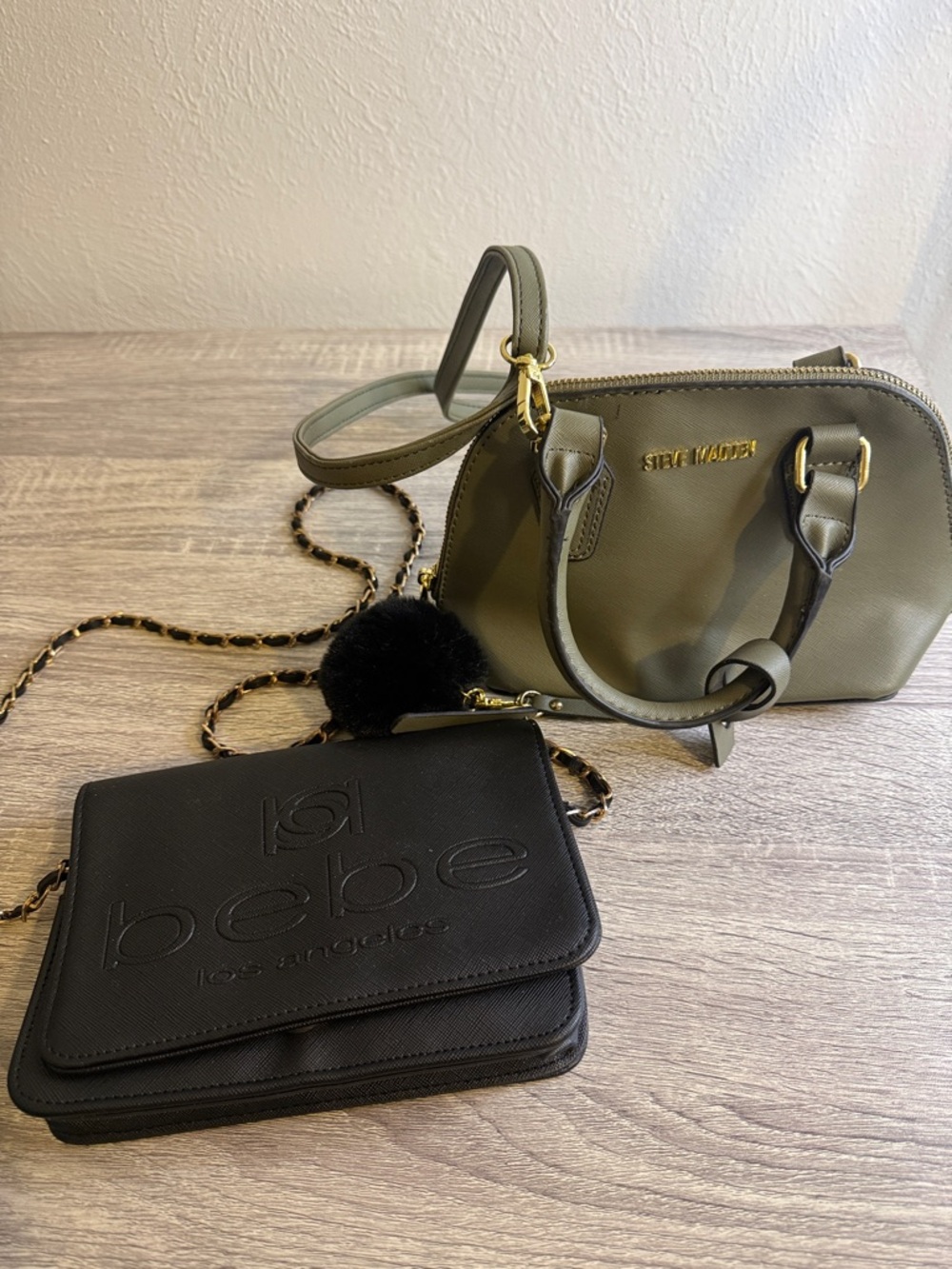 Steve Madden Olive Mini Crossbody Satchel with Gold Hardware